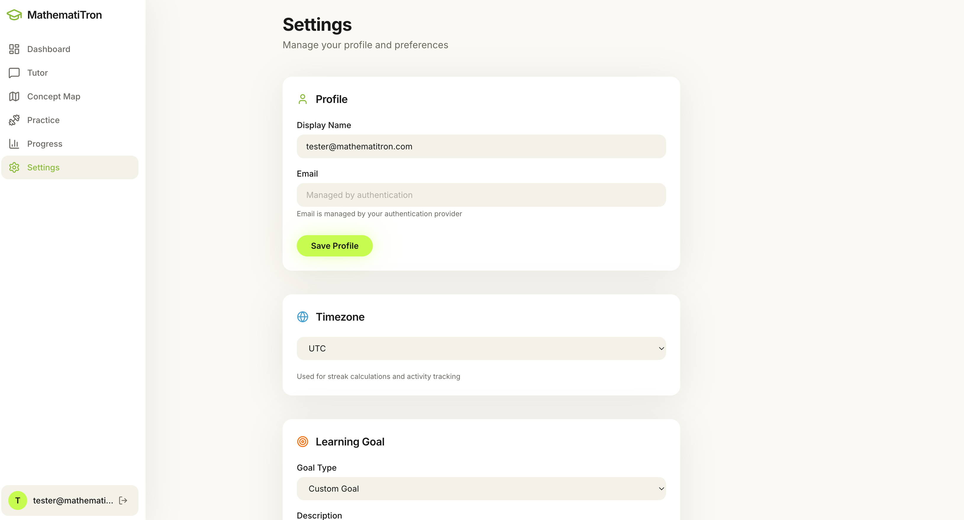 Students set a target concept; the pacing model works backward through prerequisites to build the learning path.